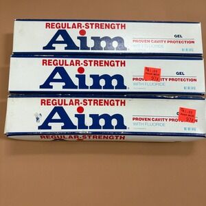 Vintage Aim Regular Strength Gel Toothpaste Fluoride 6.4 oz Boxes Set of 3